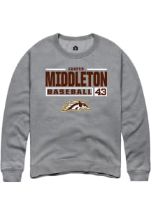 Cooper Middleton  Rally Western Michigan Broncos Mens Grey NIL Stacked Box Long Sleeve Crew Sweats..