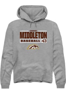 Cooper Middleton  Rally Western Michigan Broncos Mens Grey NIL Stacked Box Long Sleeve Hoodie
