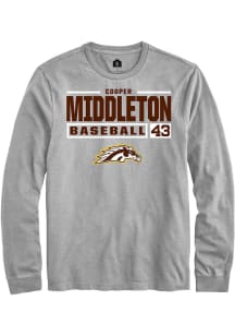 Cooper Middleton  Western Michigan Broncos Grey Rally NIL Stacked Box Long Sleeve T Shirt