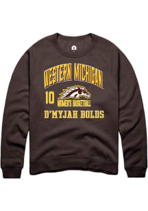 D’Myjah Bolds  Rally Western Michigan Broncos Mens Brown NIL Arch Logo Long Sleeve Crew Sweatshirt