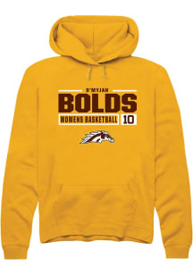 D’Myjah Bolds  Rally Western Michigan Broncos Mens Gold NIL Stacked Box Long Sleeve Hoodie