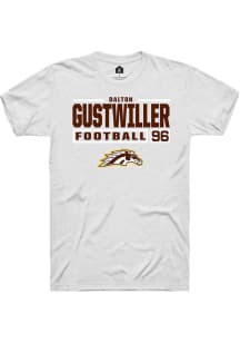 Dalton Gustwiller  Western Michigan Broncos White Rally Football NIL Stacked Box Short Sleeve T Sh..