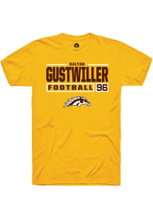 Dalton Gustwiller  Western Michigan Broncos Gold Rally Football NIL Stacked Box Short Sleeve T Shi..