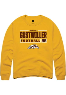 Dalton Gustwiller  Rally Western Michigan Broncos Mens Gold Football NIL Stacked Box Long Sleeve C..