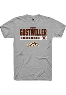 Dalton Gustwiller  Western Michigan Broncos Grey Rally Football NIL Stacked Box Short Sleeve T Shi..
