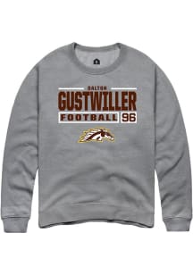 Dalton Gustwiller  Rally Western Michigan Broncos Mens Grey Football NIL Stacked Box Long Sleeve C..