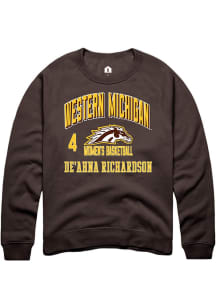 De'Ahna Richardson  Rally Western Michigan Broncos Mens Brown NIL Arch Logo Long Sleeve Crew Sweat..