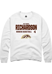 De'Ahna Richardson  Rally Western Michigan Broncos Mens White NIL Stacked Box Long Sleeve Crew Swe..