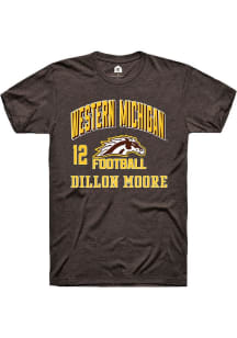 Dillon Moore  Western Michigan Broncos Brown Rally Football NIL Arch Logo Short Sleeve T Shirt