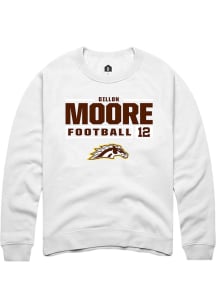 Dillon Moore  Rally Western Michigan Broncos Mens White Football NIL Stacked Box Long Sleeve Crew..
