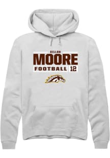 Dillon Moore  Rally Western Michigan Broncos Mens White Football NIL Stacked Box Long Sleeve Hoodi..