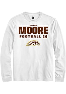 Dillon Moore  Western Michigan Broncos White Rally Football NIL Stacked Box Long Sleeve T Shirt