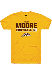 Dillon Moore  Western Michigan Broncos Gold Rally Football NIL Stacked Box Short Sleeve T Shirt