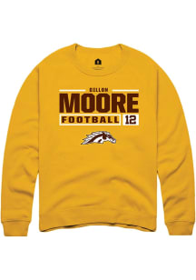Dillon Moore  Rally Western Michigan Broncos Mens Gold Football NIL Stacked Box Long Sleeve Crew S..