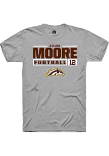 Dillon Moore  Western Michigan Broncos Grey Rally Football NIL Stacked Box Short Sleeve T Shirt