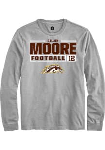 Dillon Moore  Western Michigan Broncos Grey Rally Football NIL Stacked Box Long Sleeve T Shirt