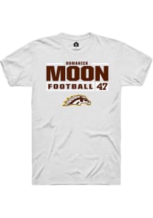 Domanick Moon  Western Michigan Broncos White Rally Football NIL Stacked Box Short Sleeve T Shirt