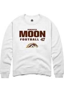 Domanick Moon  Rally Western Michigan Broncos Mens White Football NIL Stacked Box Long Sleeve Crew..