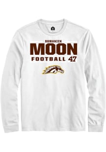 Domanick Moon  Western Michigan Broncos White Rally Football NIL Stacked Box Long Sleeve T Shirt