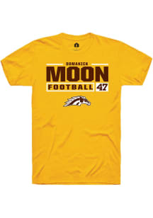 Domanick Moon  Western Michigan Broncos Gold Rally Football NIL Stacked Box Short Sleeve T Shirt