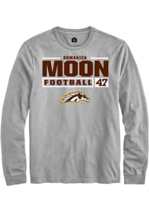 Domanick Moon  Western Michigan Broncos Grey Rally Football NIL Stacked Box Long Sleeve T Shirt