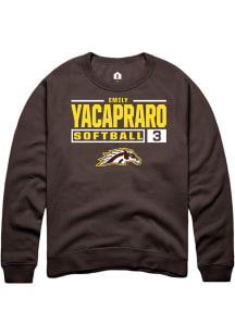 Emily Yacapraro  Rally Western Michigan Broncos Mens Brown NIL Stacked Box Long Sleeve Crew Sweats..
