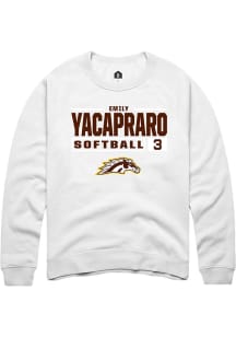 Emily Yacapraro  Rally Western Michigan Broncos Mens White NIL Stacked Box Long Sleeve Crew Sweats..