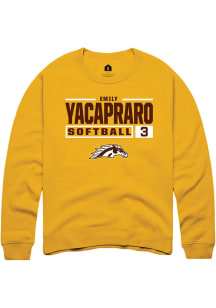 Emily Yacapraro  Rally Western Michigan Broncos Mens Gold NIL Stacked Box Long Sleeve Crew Sweatsh..