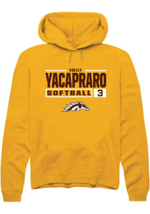 Emily Yacapraro  Rally Western Michigan Broncos Mens Gold NIL Stacked Box Long Sleeve Hoodie