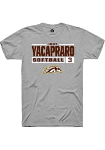Emily Yacapraro  Western Michigan Broncos Grey Rally NIL Stacked Box Short Sleeve T Shirt