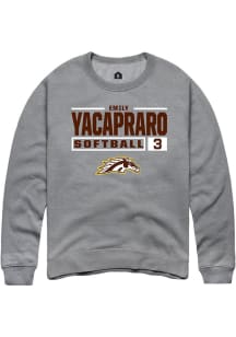Emily Yacapraro  Rally Western Michigan Broncos Mens Grey NIL Stacked Box Long Sleeve Crew Sweatsh..