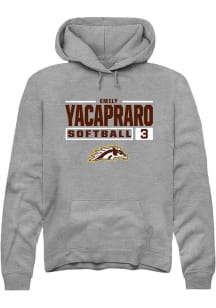 Emily Yacapraro  Rally Western Michigan Broncos Mens Grey NIL Stacked Box Long Sleeve Hoodie