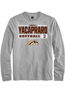 Emily Yacapraro  Western Michigan Broncos Grey Rally NIL Stacked Box Long Sleeve T Shirt