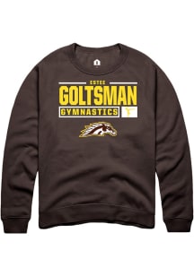 Estee Goltsman  Rally Western Michigan Broncos Mens Brown NIL Stacked Box Long Sleeve Crew Sweatsh..