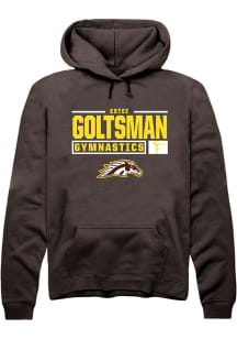 Estee Goltsman  Rally Western Michigan Broncos Mens Brown NIL Stacked Box Long Sleeve Hoodie
