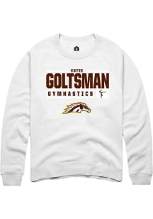 Estee Goltsman  Rally Western Michigan Broncos Mens White NIL Stacked Box Long Sleeve Crew Sweatsh..