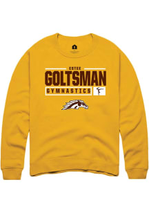 Estee Goltsman  Rally Western Michigan Broncos Mens Gold NIL Stacked Box Long Sleeve Crew Sweatshi..