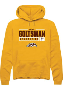 Estee Goltsman  Rally Western Michigan Broncos Mens Gold NIL Stacked Box Long Sleeve Hoodie