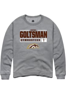 Estee Goltsman  Rally Western Michigan Broncos Mens Grey NIL Stacked Box Long Sleeve Crew Sweatshi..
