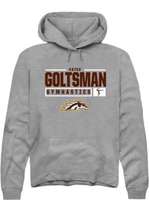 Estee Goltsman  Rally Western Michigan Broncos Mens Grey NIL Stacked Box Long Sleeve Hoodie