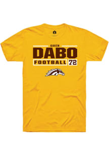 Gavin Dabo  Western Michigan Broncos Gold Rally Football NIL Stacked Box Short Sleeve T Shirt