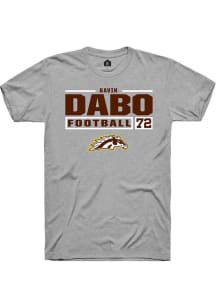 Gavin Dabo  Western Michigan Broncos Grey Rally Football NIL Stacked Box Short Sleeve T Shirt