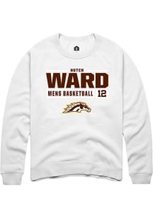 hutch ward  Rally Western Michigan Broncos Mens White NIL Stacked Box Long Sleeve Crew Sweatshirt
