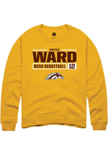 hutch ward  Rally Western Michigan Broncos Mens Gold NIL Stacked Box Long Sleeve Crew Sweatshirt