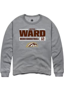 hutch ward  Rally Western Michigan Broncos Mens Grey NIL Stacked Box Long Sleeve Crew Sweatshirt