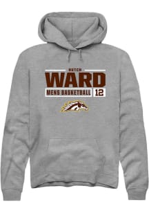 hutch ward  Rally Western Michigan Broncos Mens Grey NIL Stacked Box Long Sleeve Hoodie
