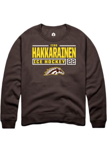 Iiro Hakkarainen  Rally Western Michigan Broncos Mens Brown NIL Stacked Box Long Sleeve Crew Sweat..