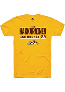Iiro Hakkarainen  Western Michigan Broncos Gold Rally NIL Stacked Box Short Sleeve T Shirt