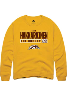 Iiro Hakkarainen  Rally Western Michigan Broncos Mens Gold NIL Stacked Box Long Sleeve Crew Sweats..