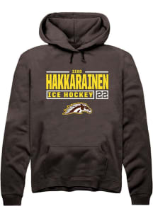 Iiro Hakkarainen  Rally Western Michigan Broncos Mens Brown NIL Stacked Box Long Sleeve Hoodie